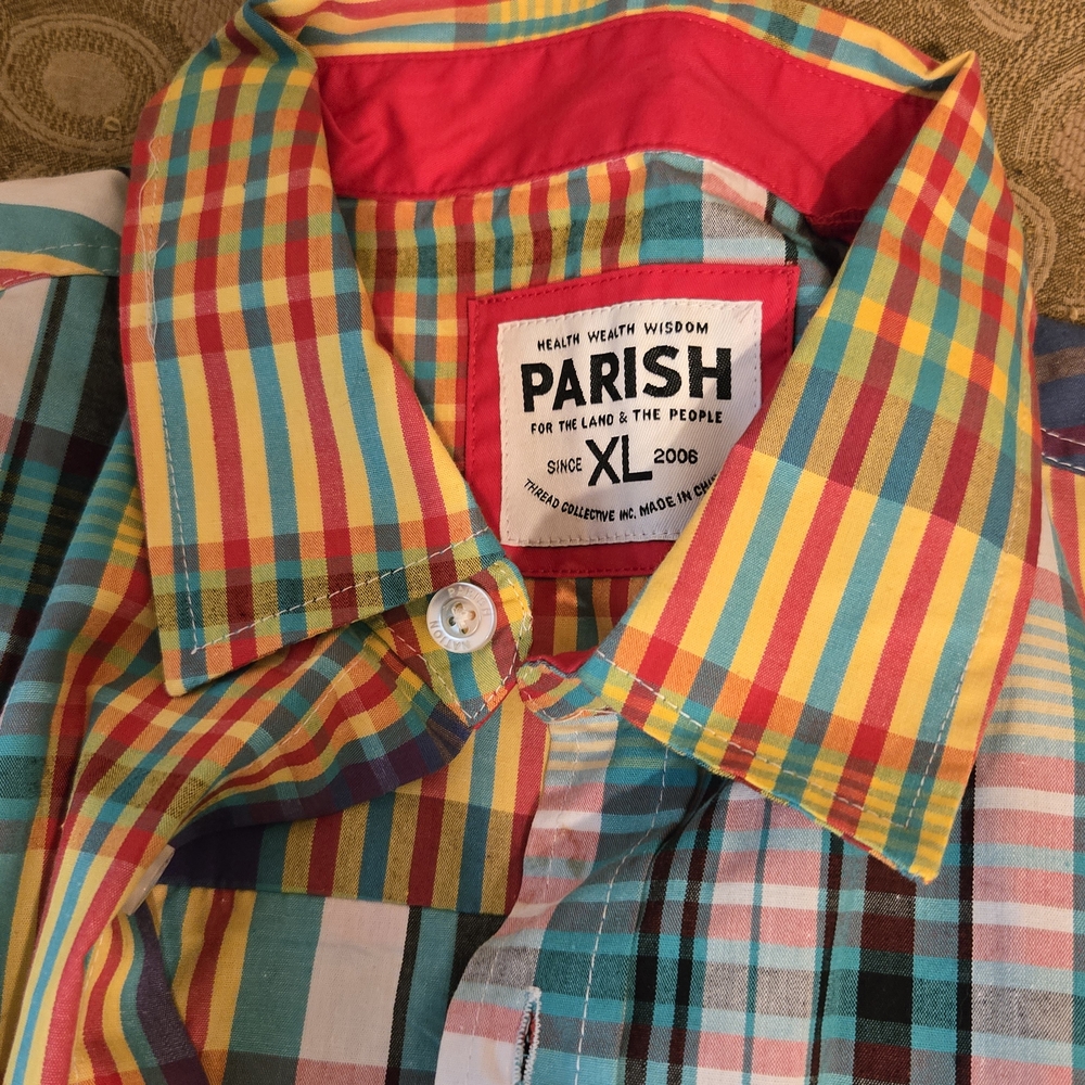 Parish Nation Vibrant Plaid Men's Shirt - Picture 3 of 3